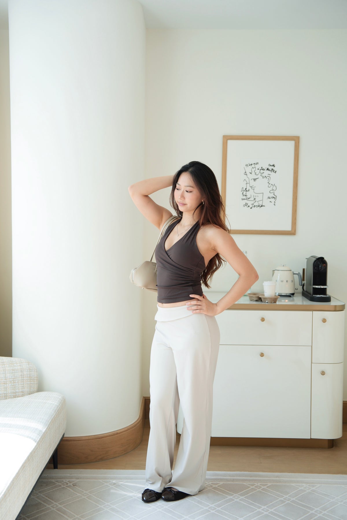 Silky Fold-Over Straight Pants
