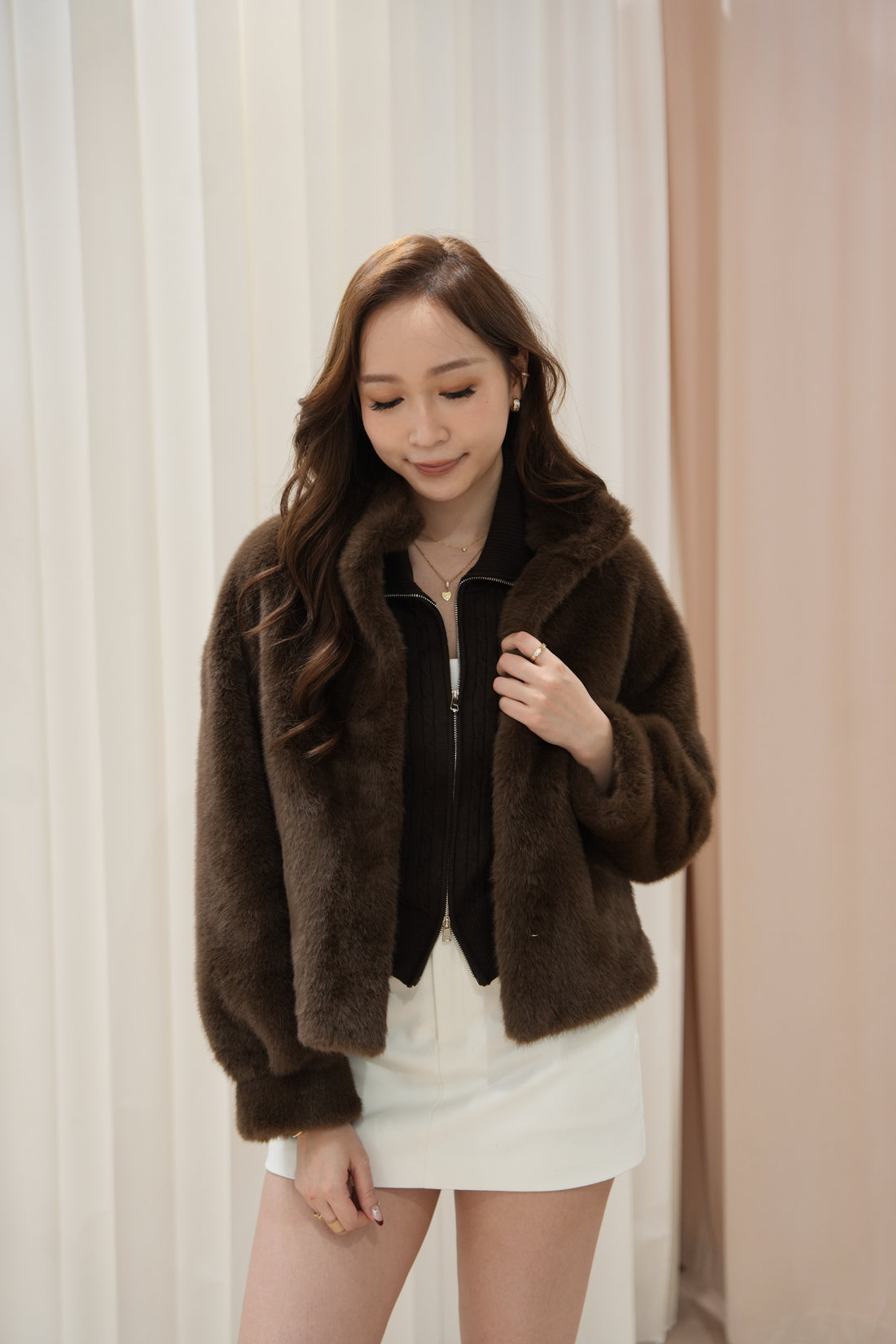 Irene Faux Fur Jacket 2.0 – Chocolate Brown