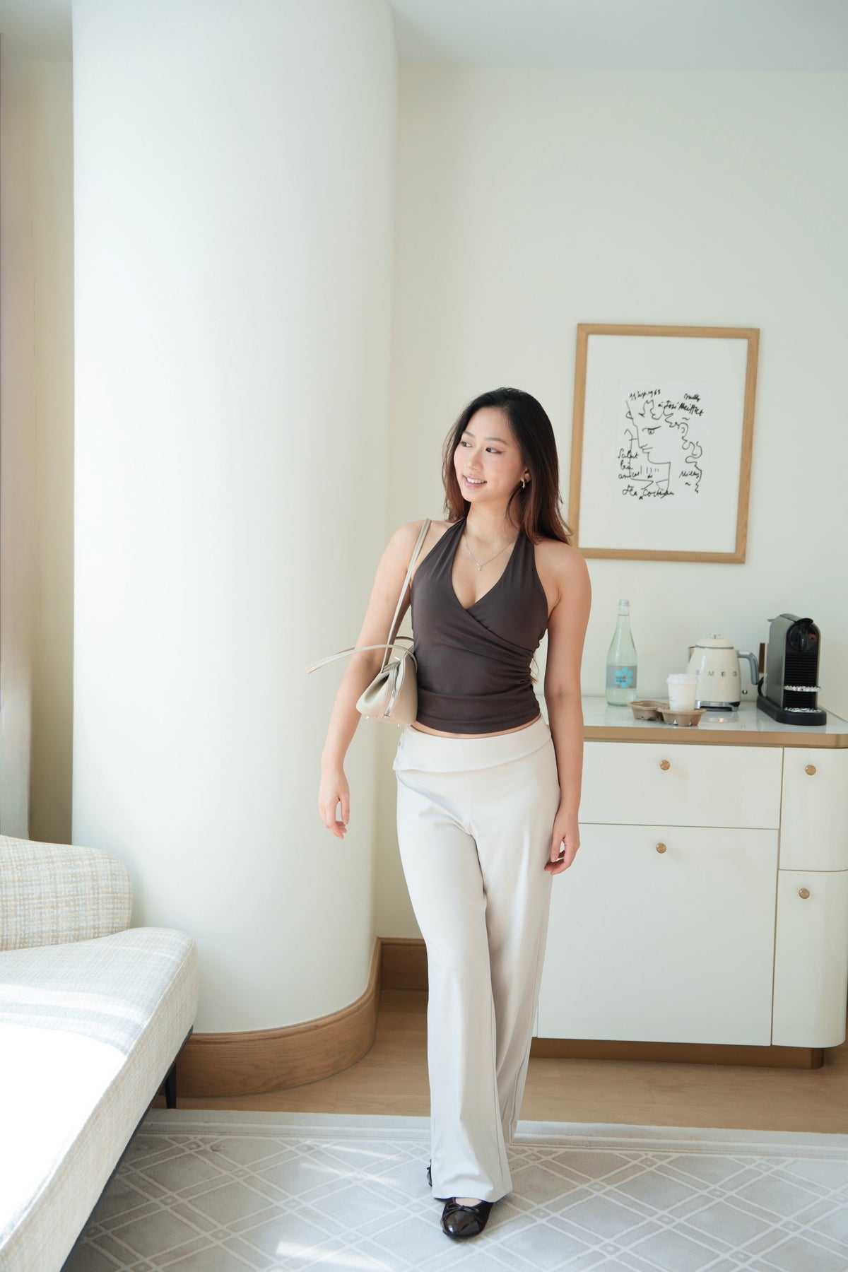 Silky Fold-Over Straight Pants