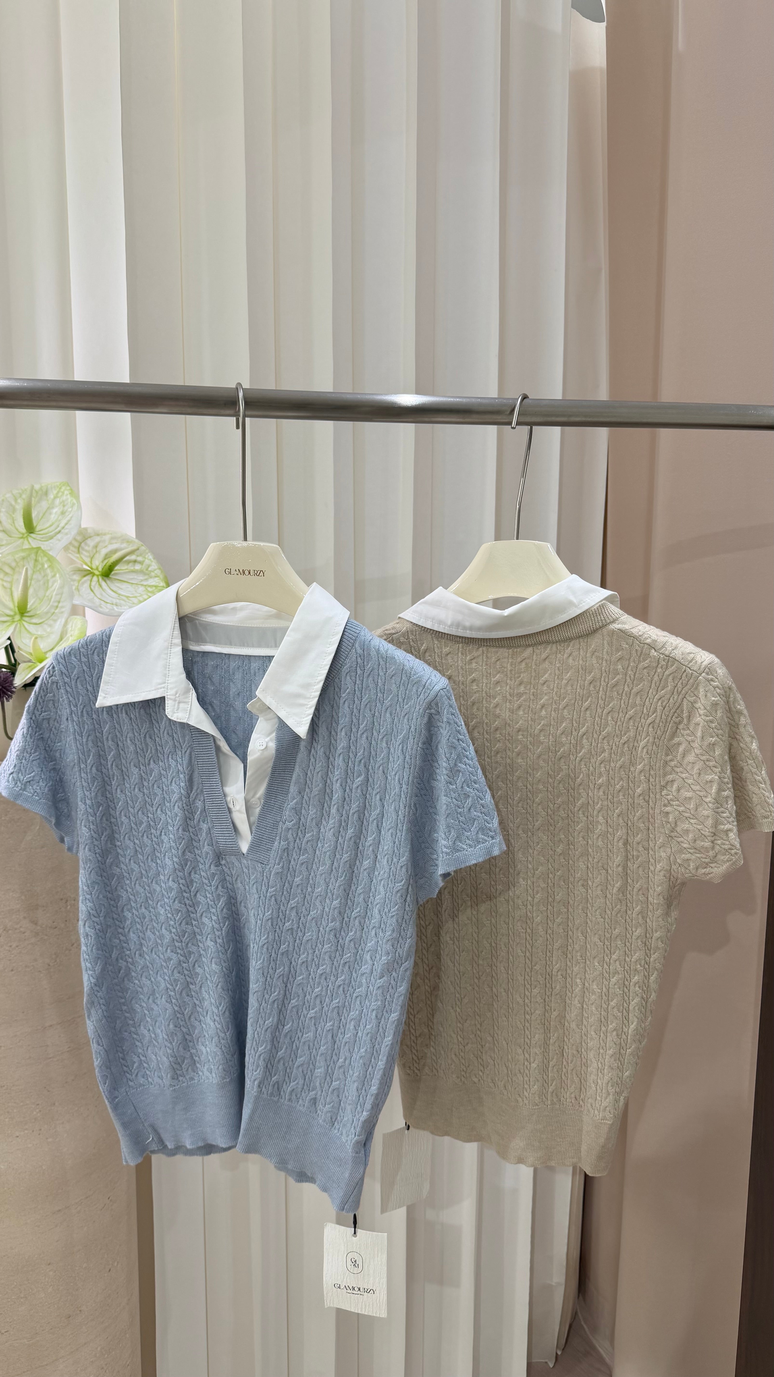 Airy Knit Shirt Top
