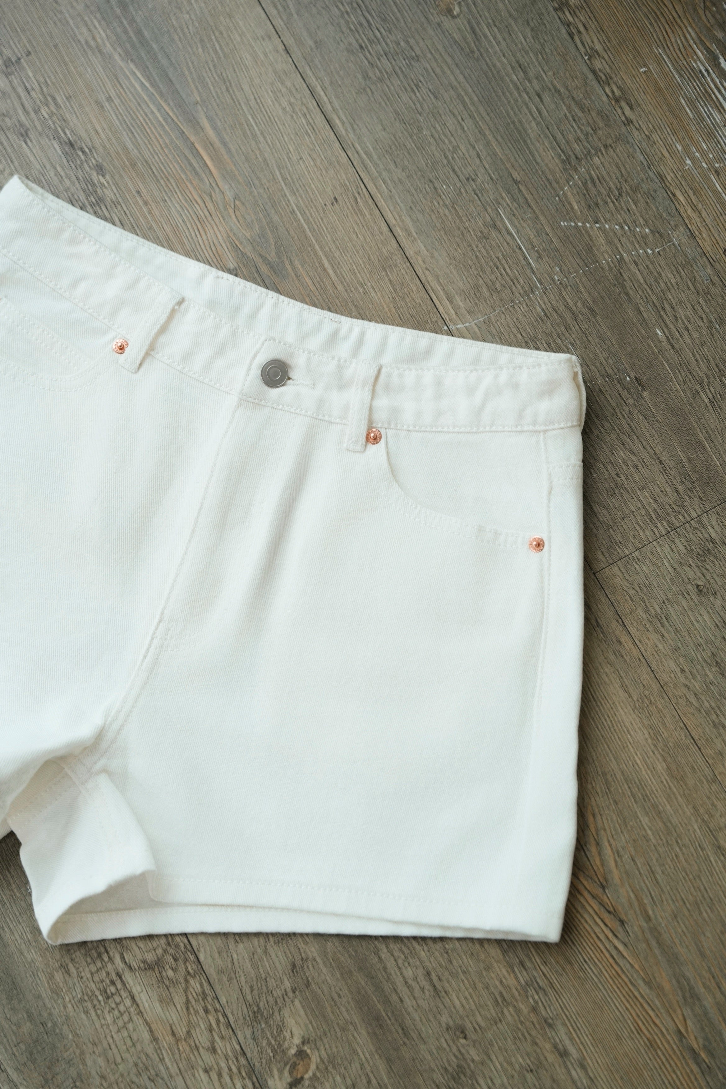 Premium White Denim Shorts