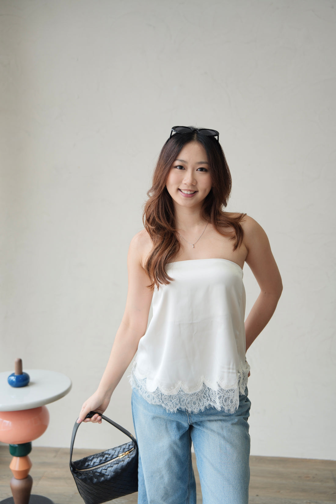 Satin Lace Tube Top