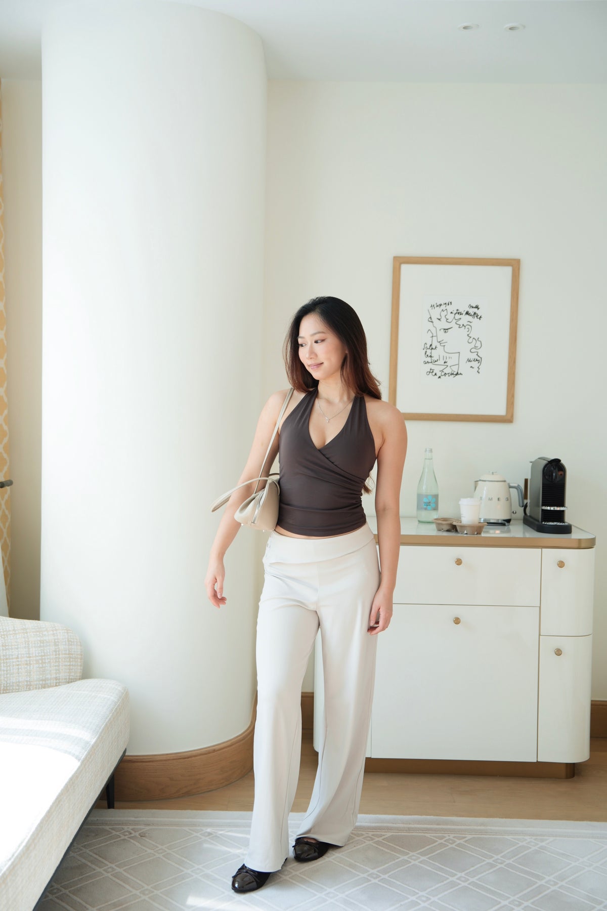 Silky Fold-Over Straight Pants
