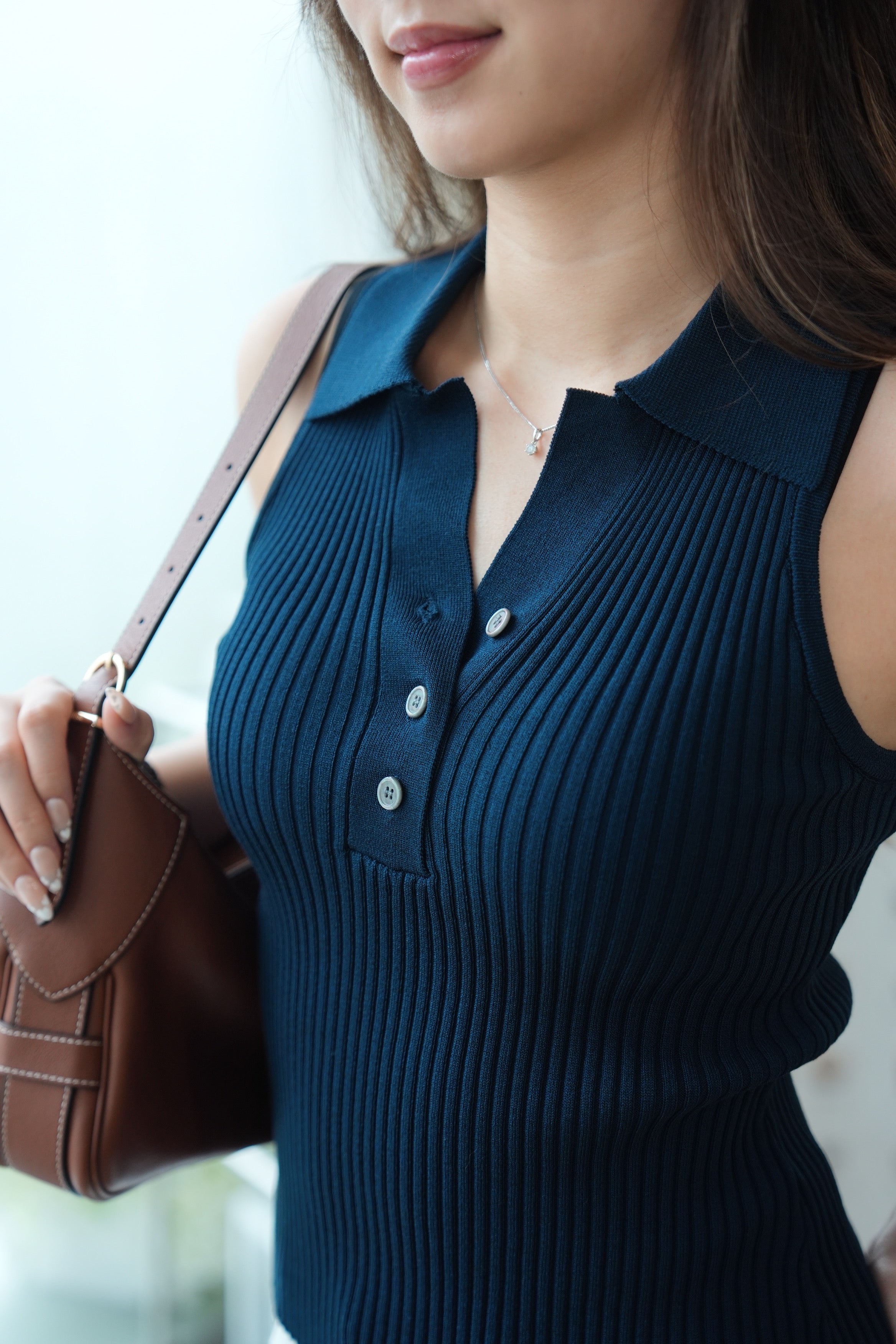 Muse Button Polo Tank