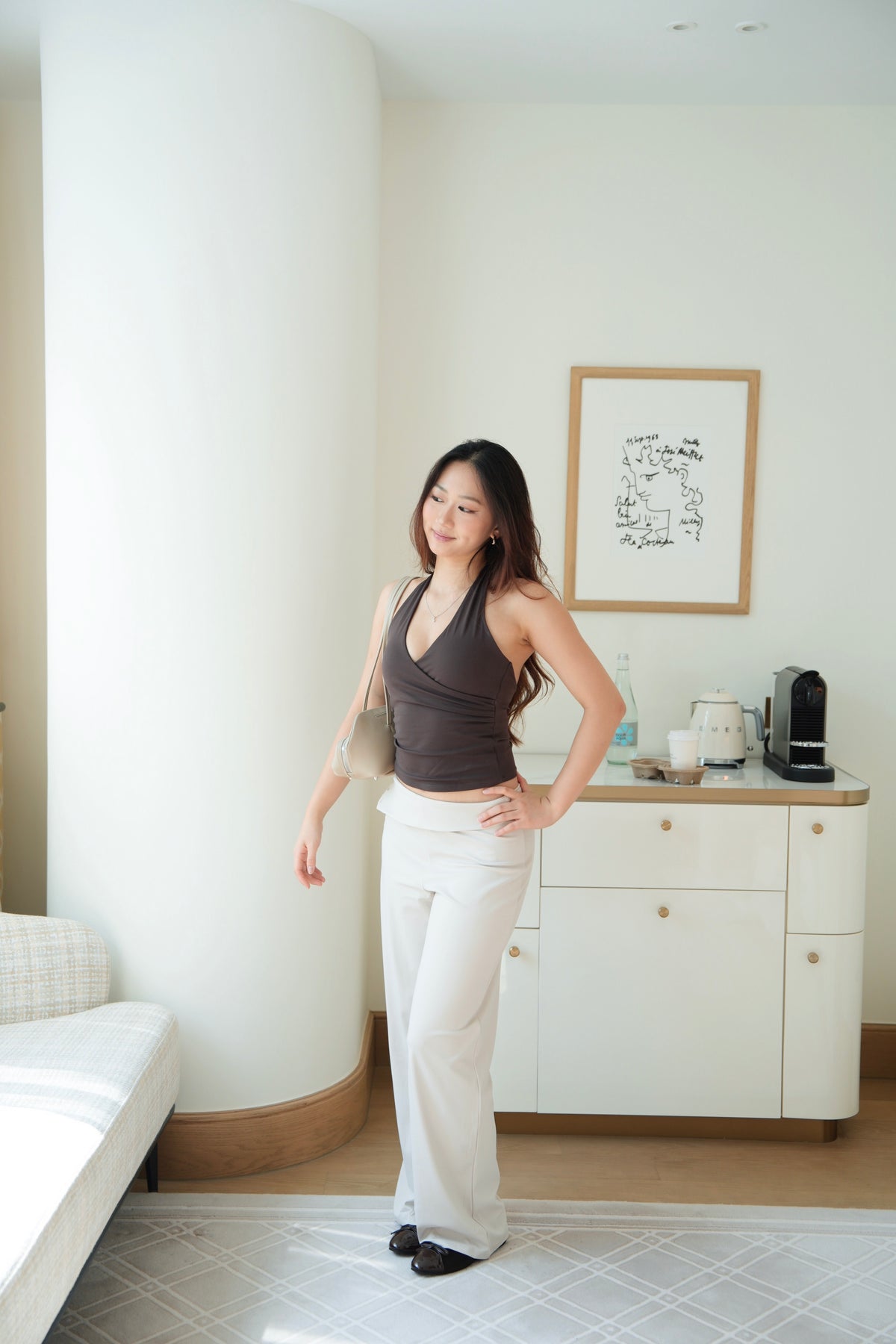 Silky Fold-Over Straight Pants