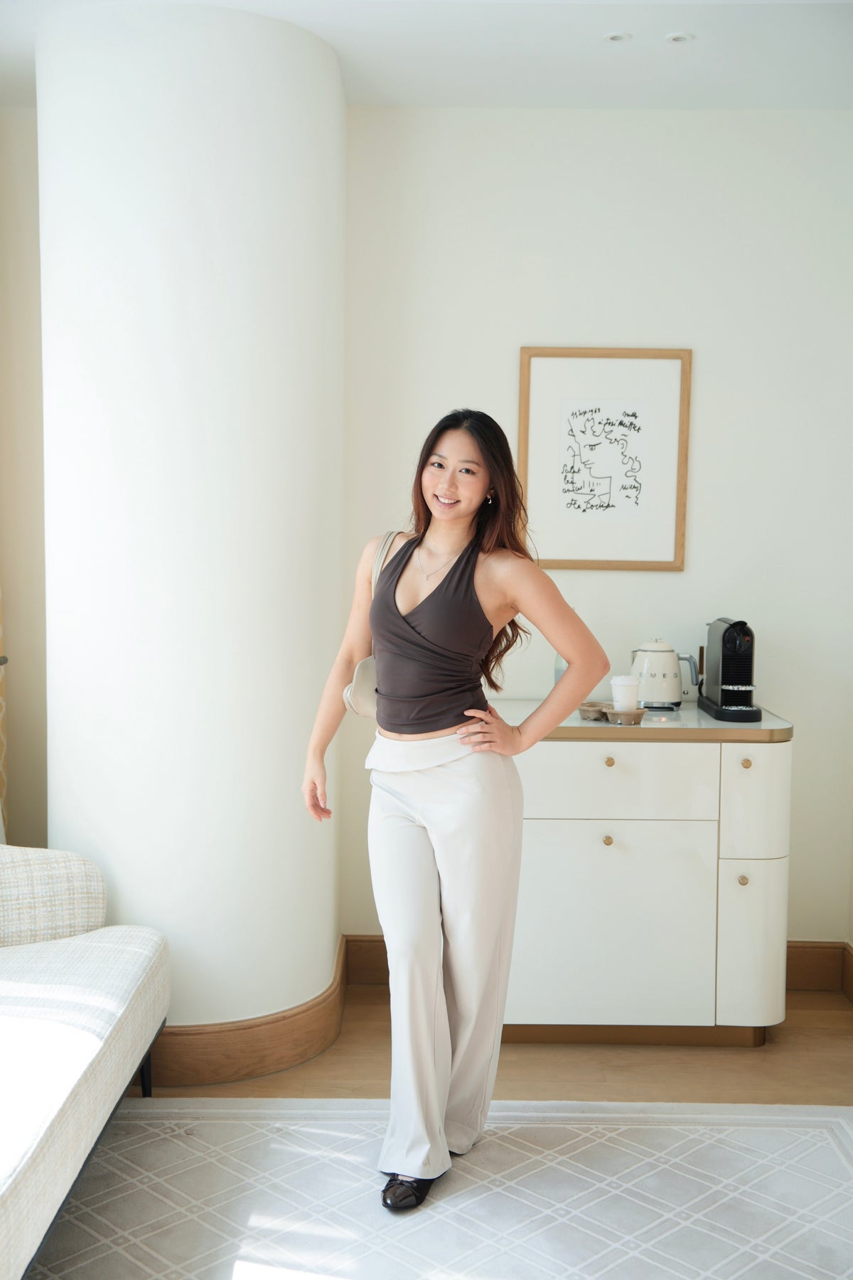 Silky Fold-Over Straight Pants