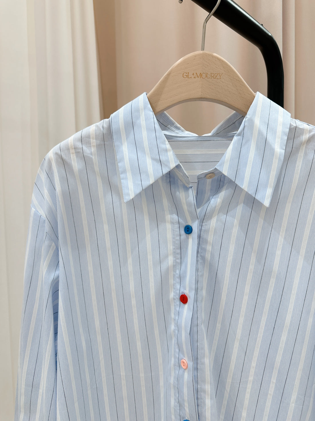 Light Blue Rainbow Button Shirt