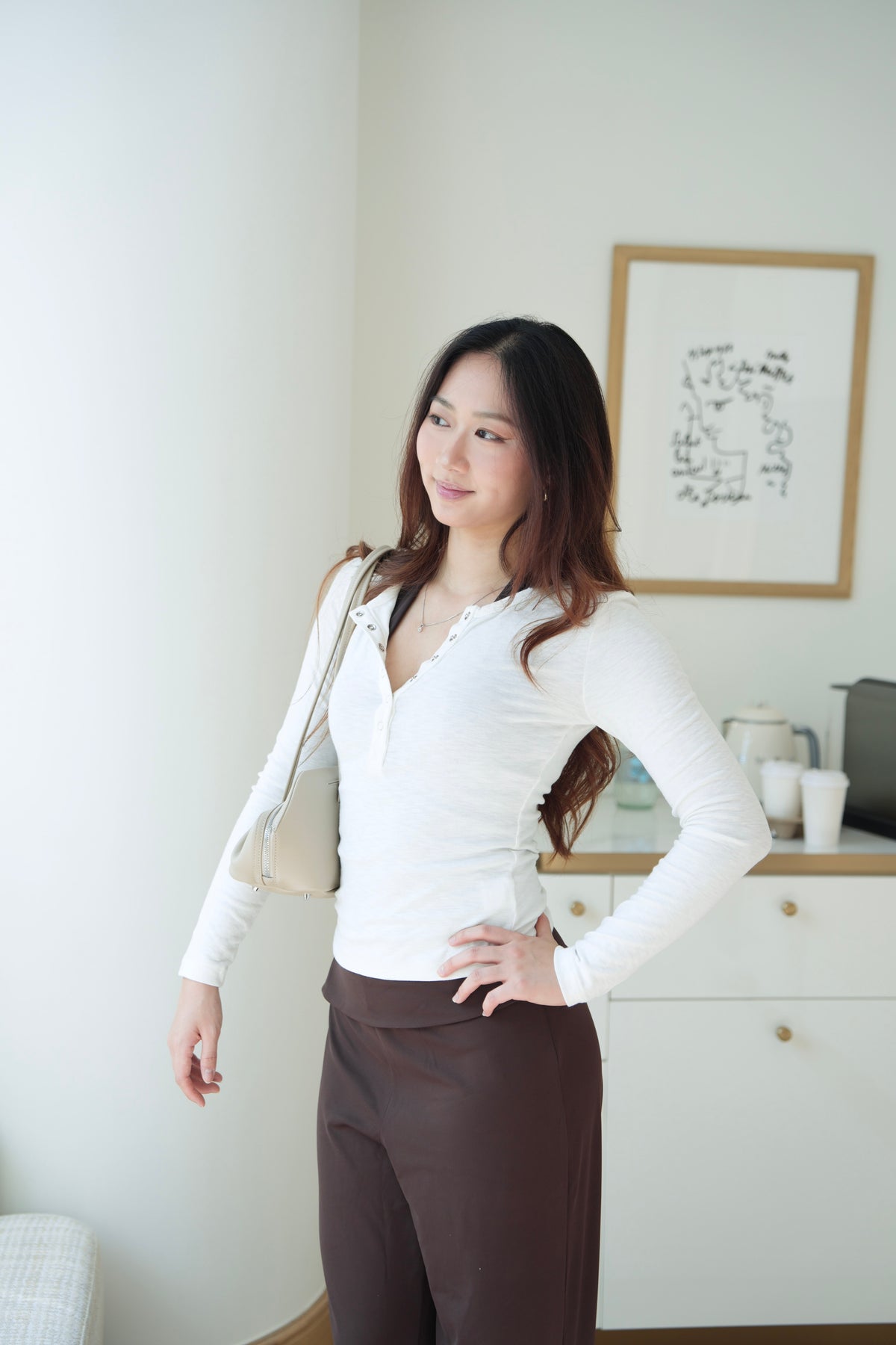 Softy Henley Top - White