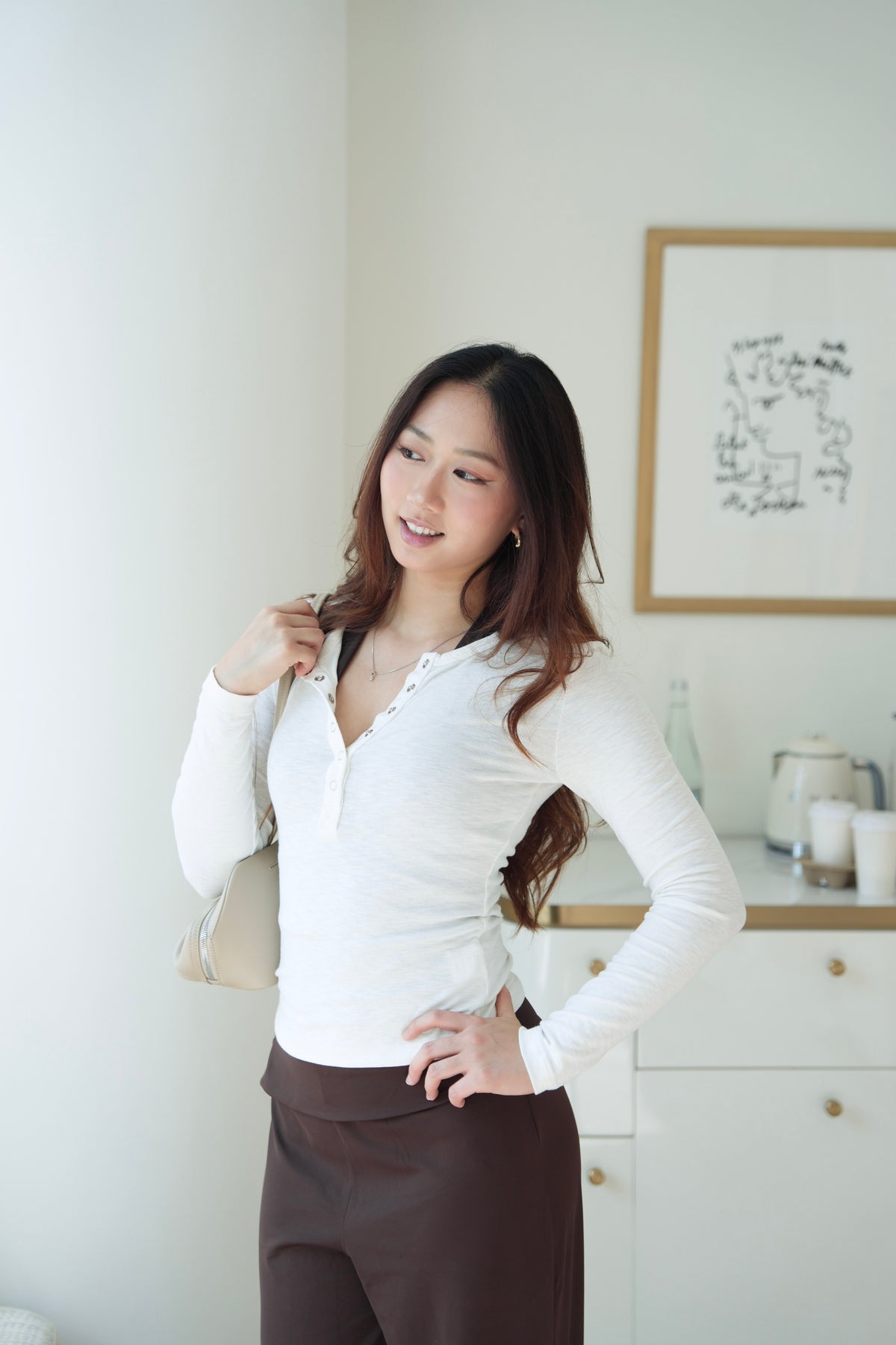 Softy Henley Top - White
