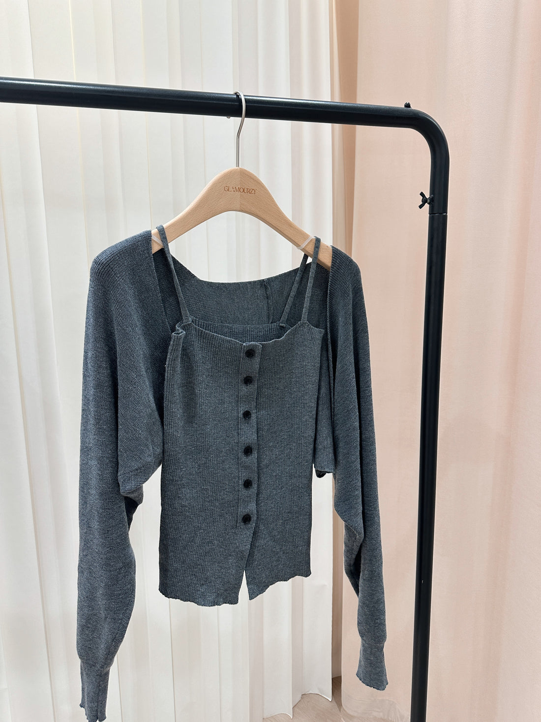 Grey Cami Cardigan Set