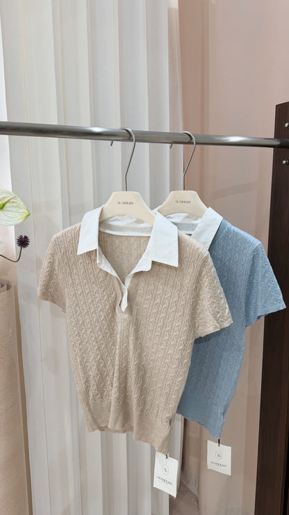 Airy Knit Shirt Top