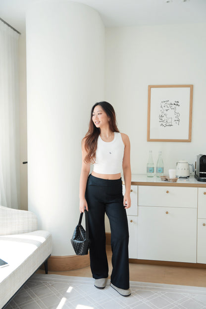 Silky Fold-Over Straight Pants