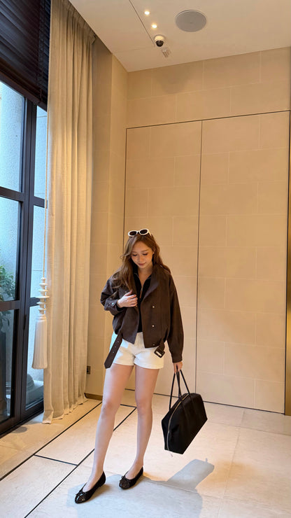The Woven Collar Suede Jacket