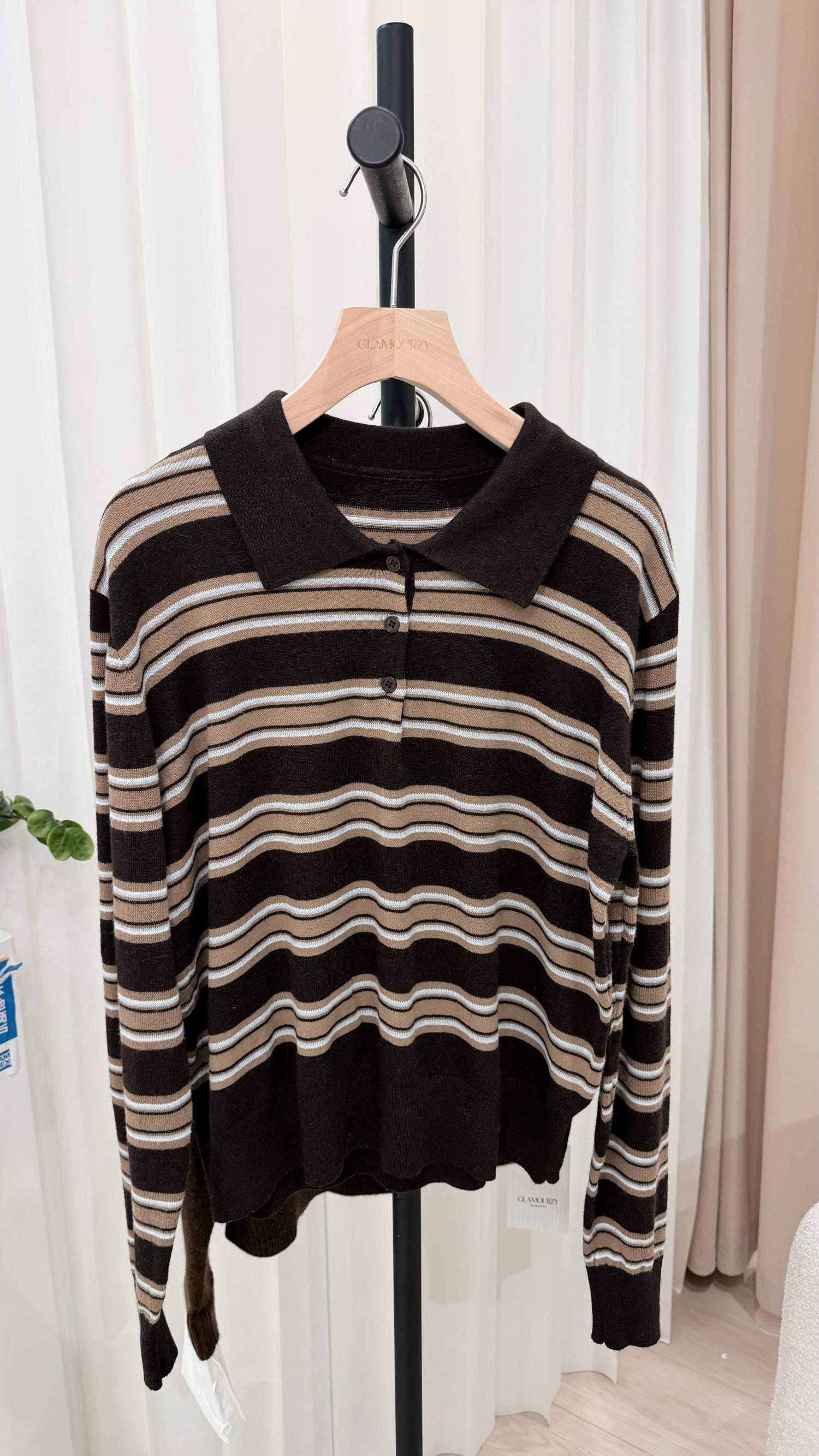 Brown Striped Knit Top