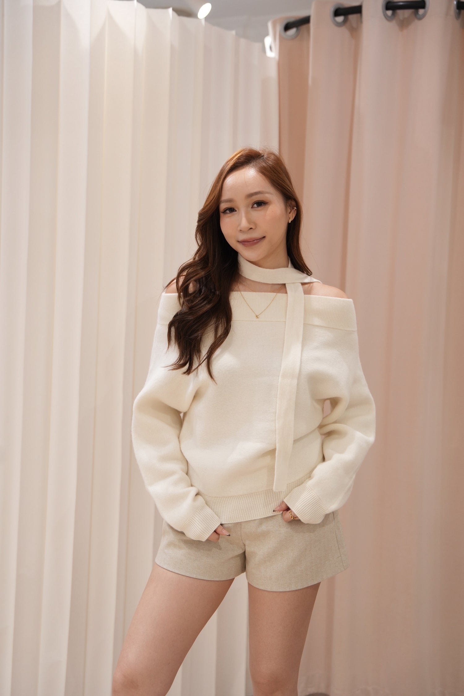 Aria Wool Off-Shoulder Knit