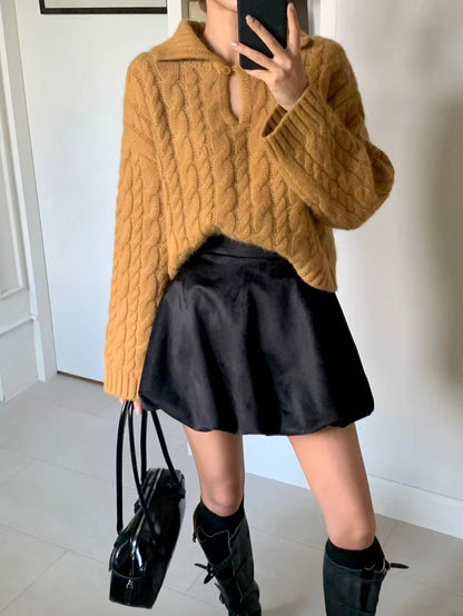 【KR】Soft Velvet Bubble Skort