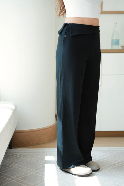 Silky Fold-Over Straight Pants
