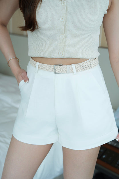 Premium Linen Belted Shorts