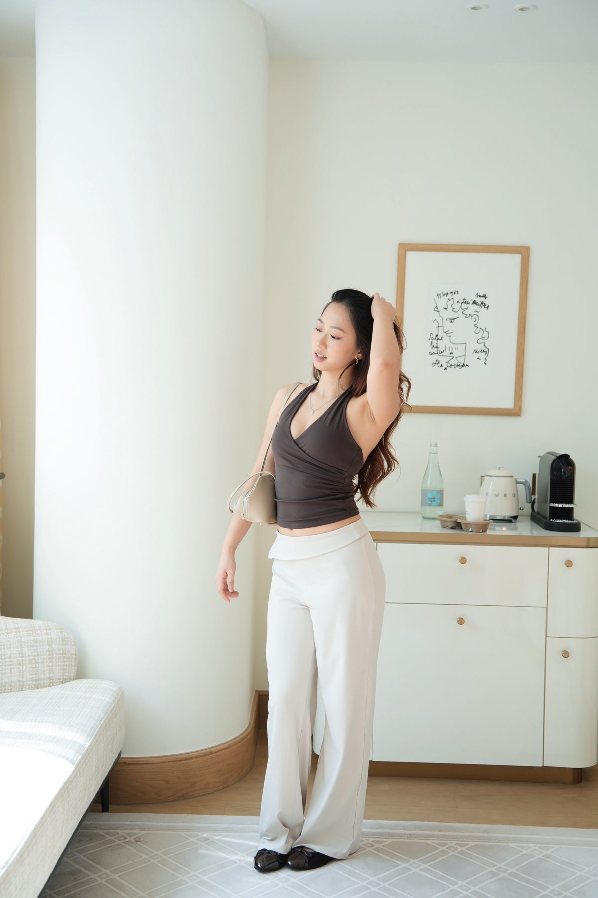 Silky Fold-Over Straight Pants