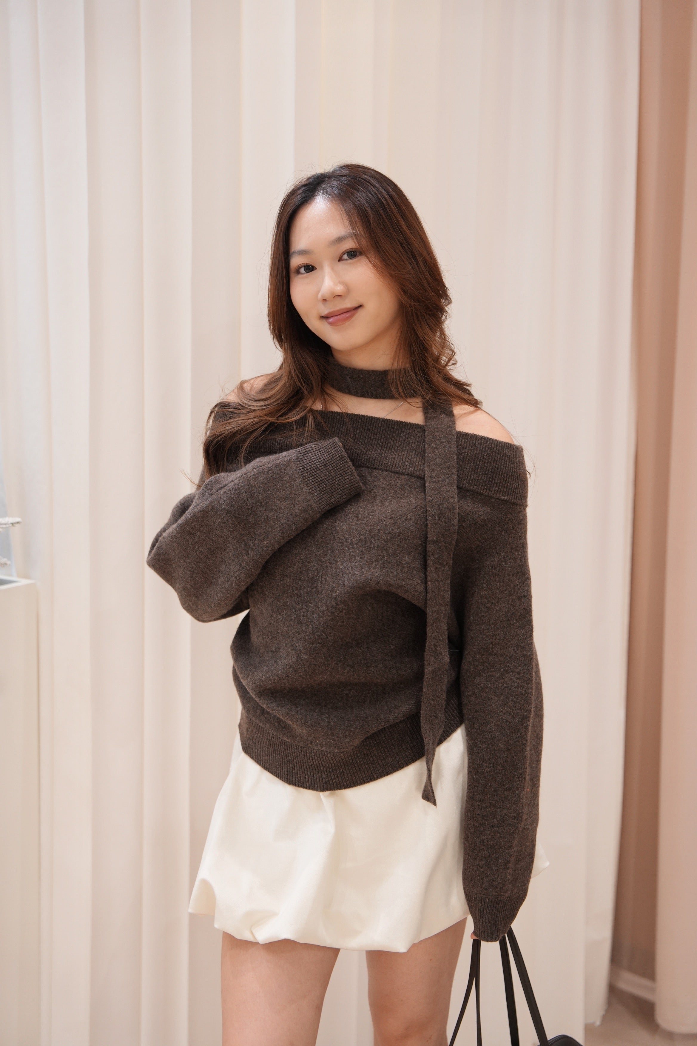 Aria Wool Off-Shoulder Knit
