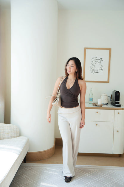 Silky Fold-Over Straight Pants