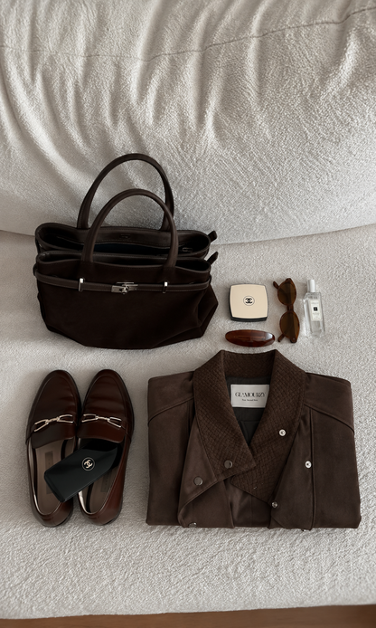 The Woven Collar Suede Jacket