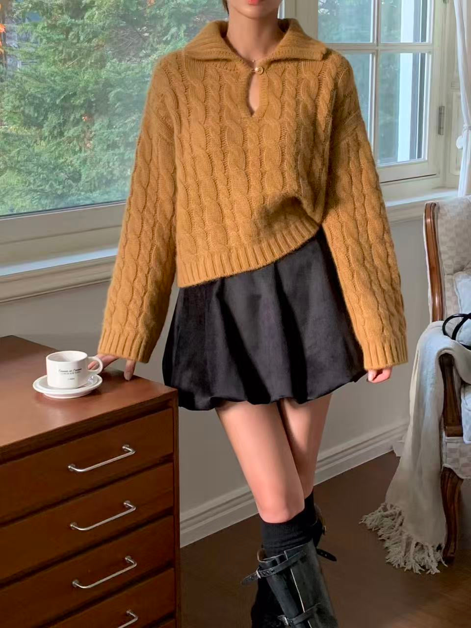 【KR】Soft Velvet Bubble Skort