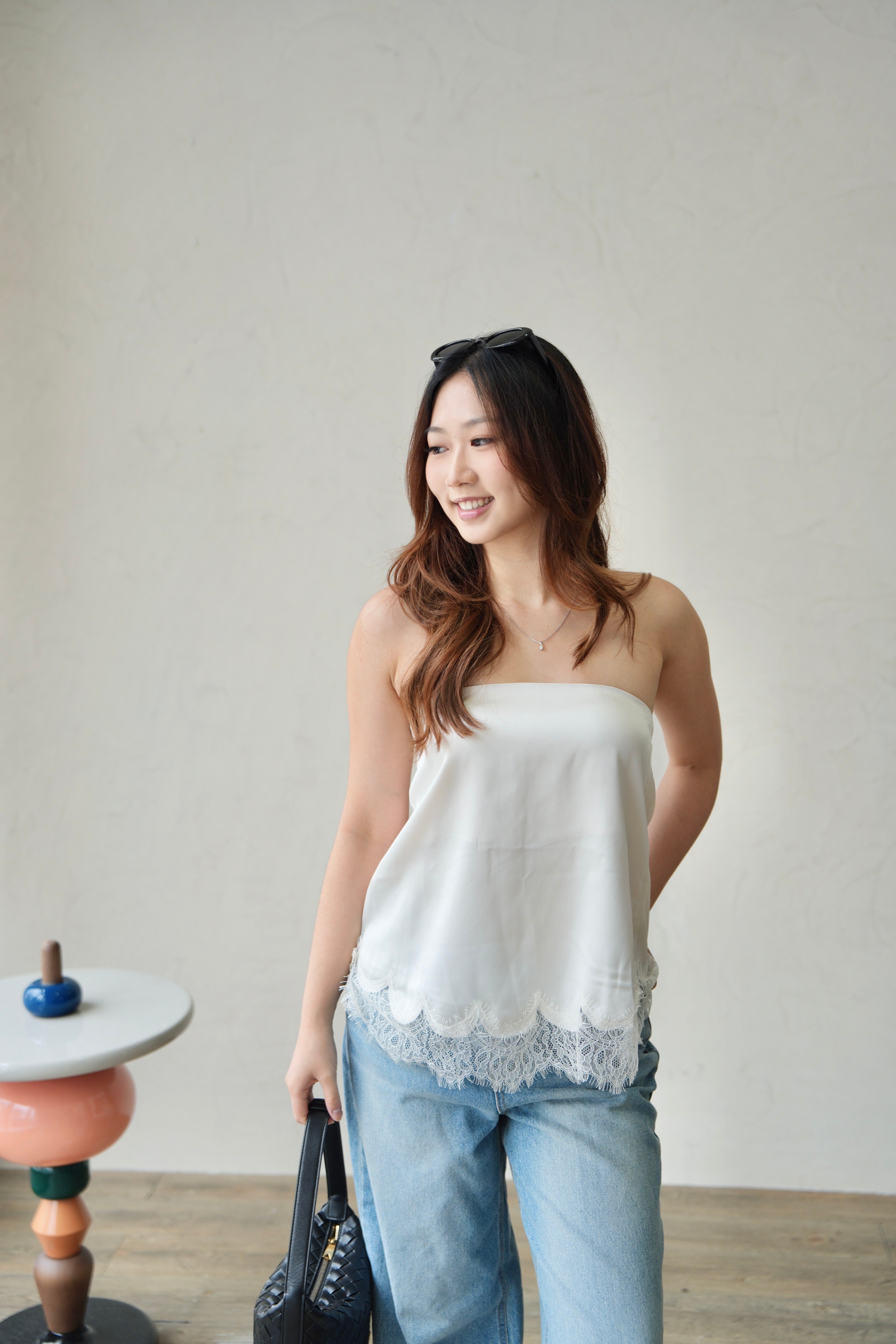 Satin Lace Tube Top