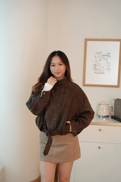 The Woven Collar Suede Jacket