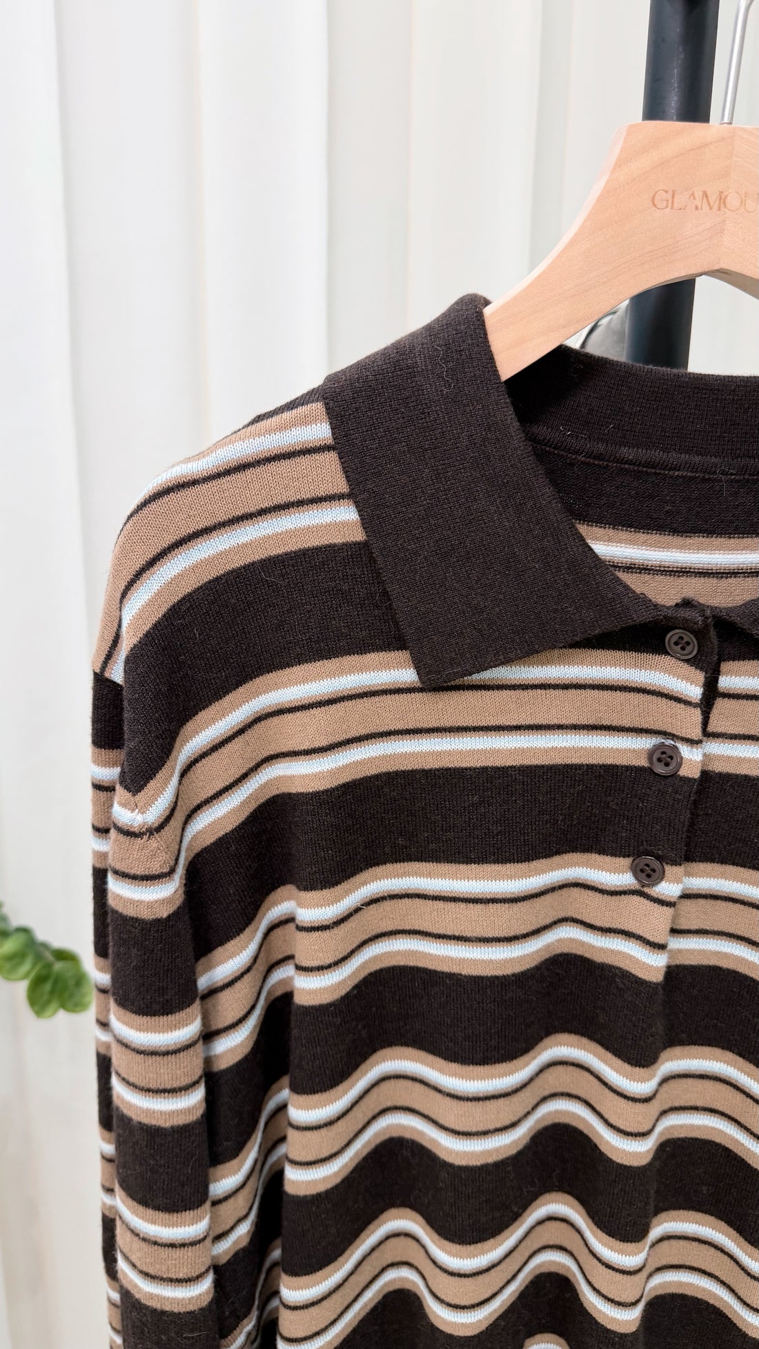 Brown Striped Knit Top