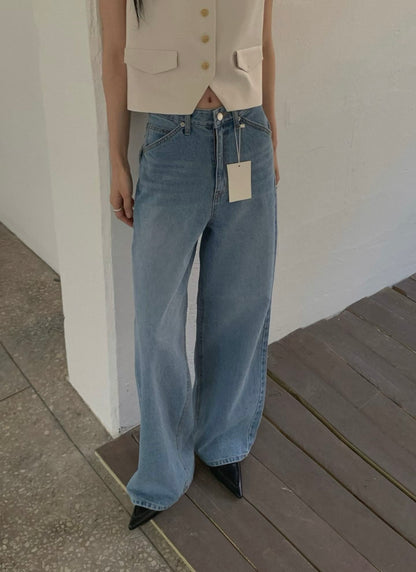 【KR】Straight Fit high-waisted Jeans