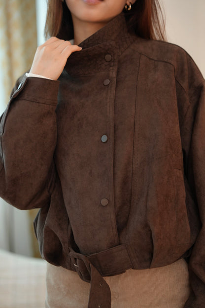 The Woven Collar Suede Jacket