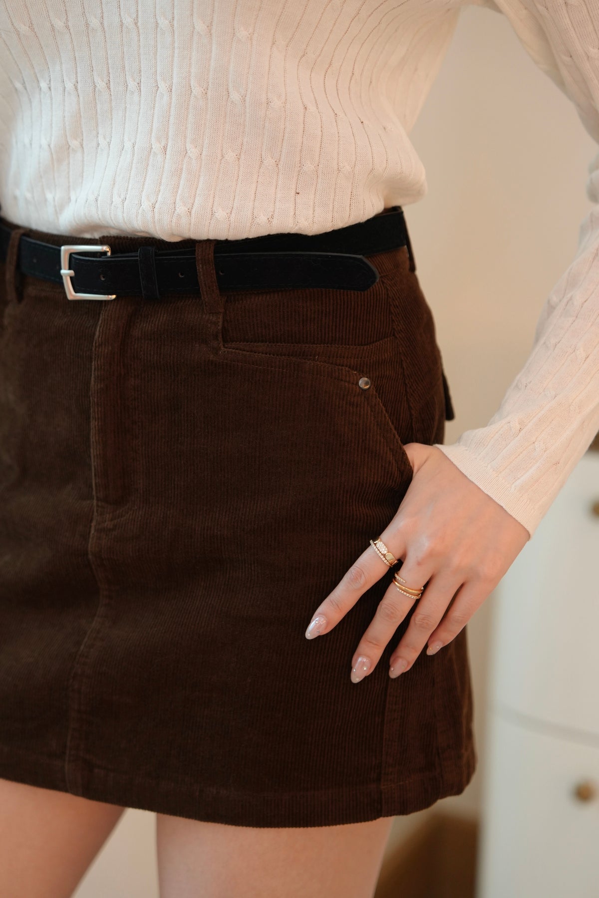 The Corduroy Belted Skort