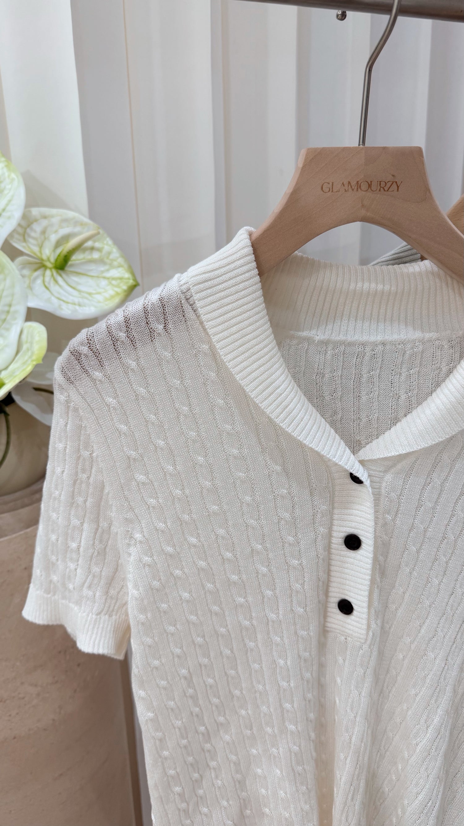 Airy Linen Polo Top
