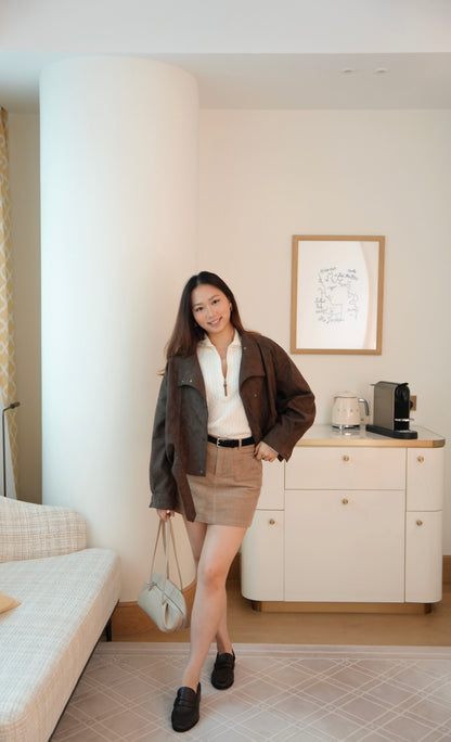 The Woven Collar Suede Jacket