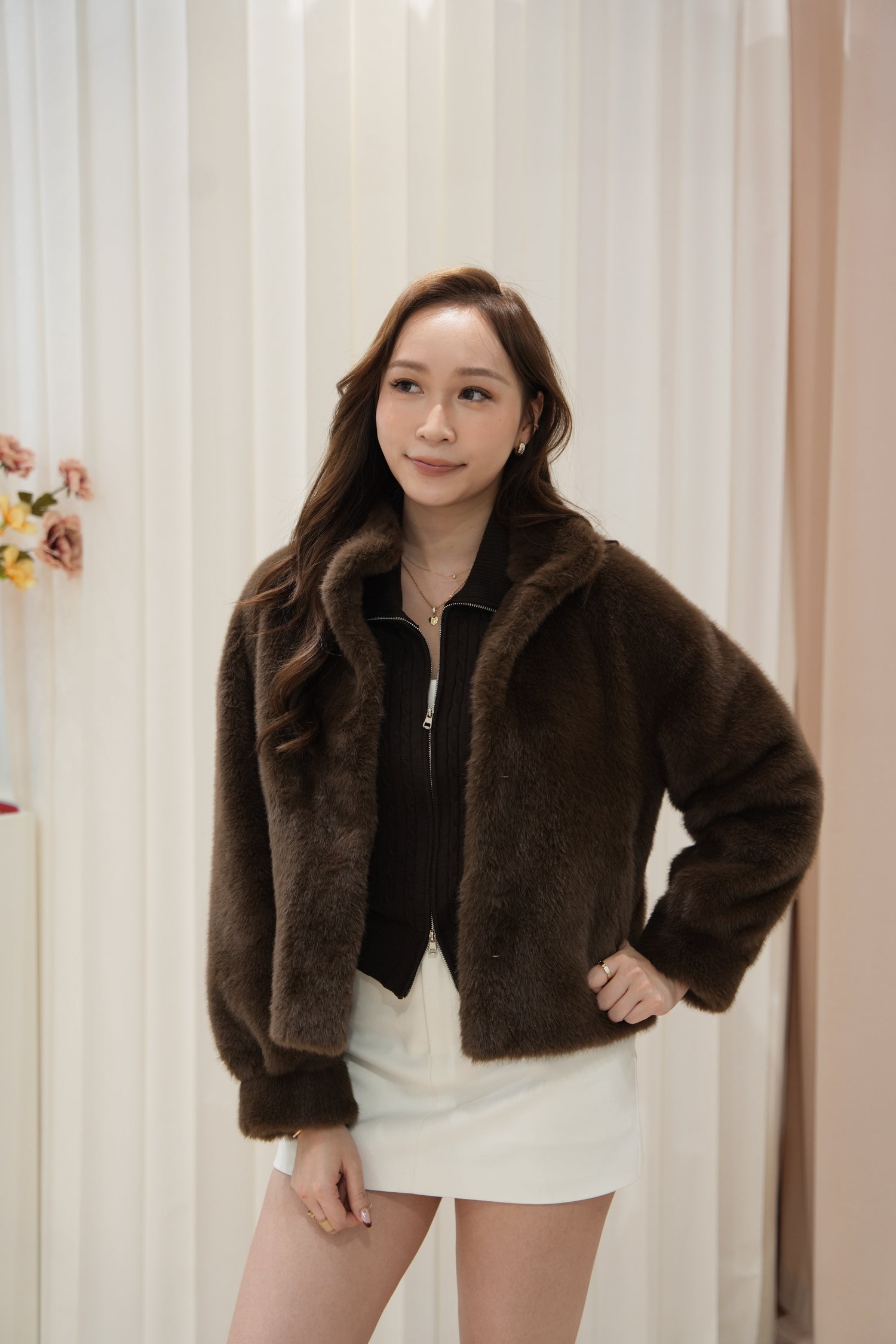Irene Faux Fur Jacket 2.0 – Chocolate Brown