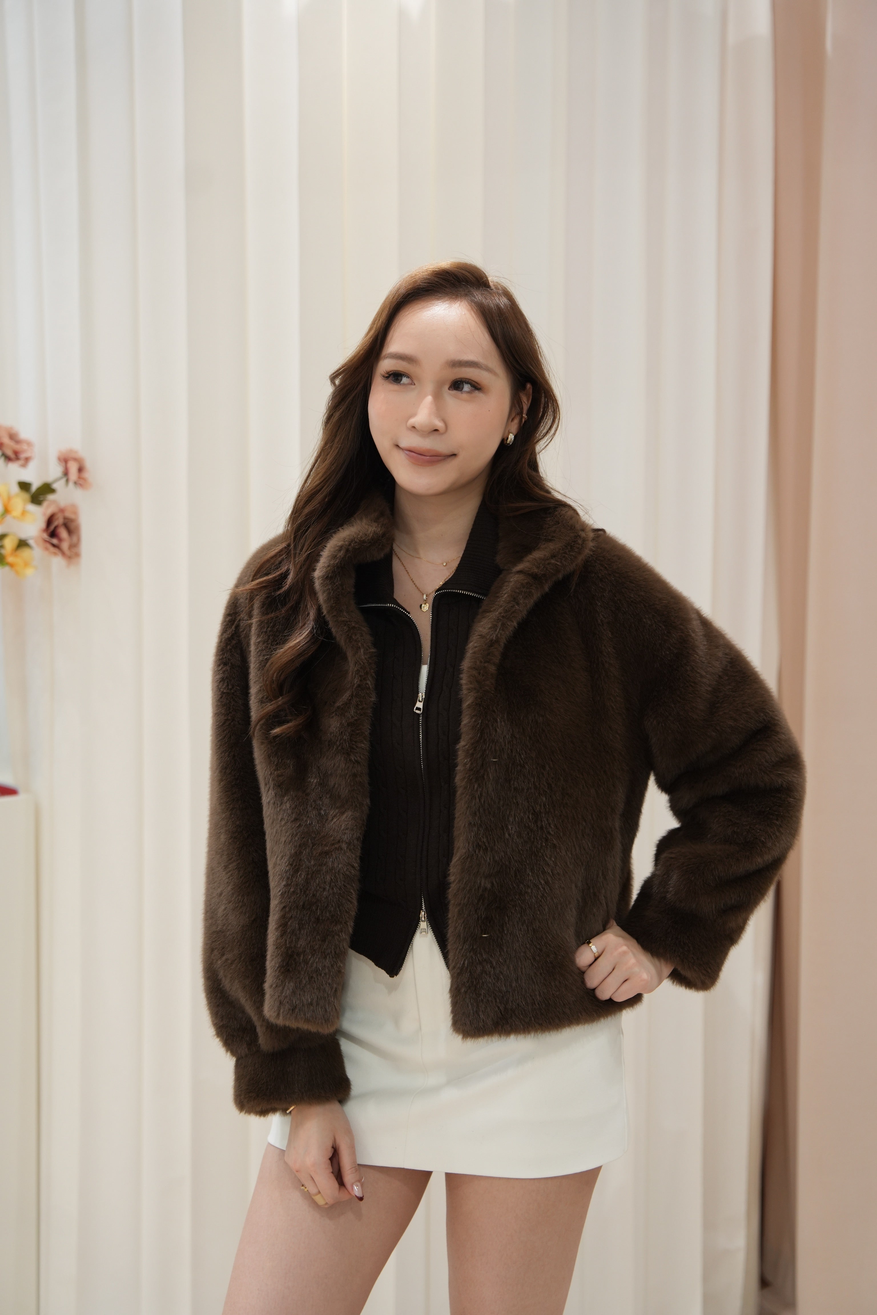 Irene Faux Fur Jacket 2.0 – Chocolate Brown