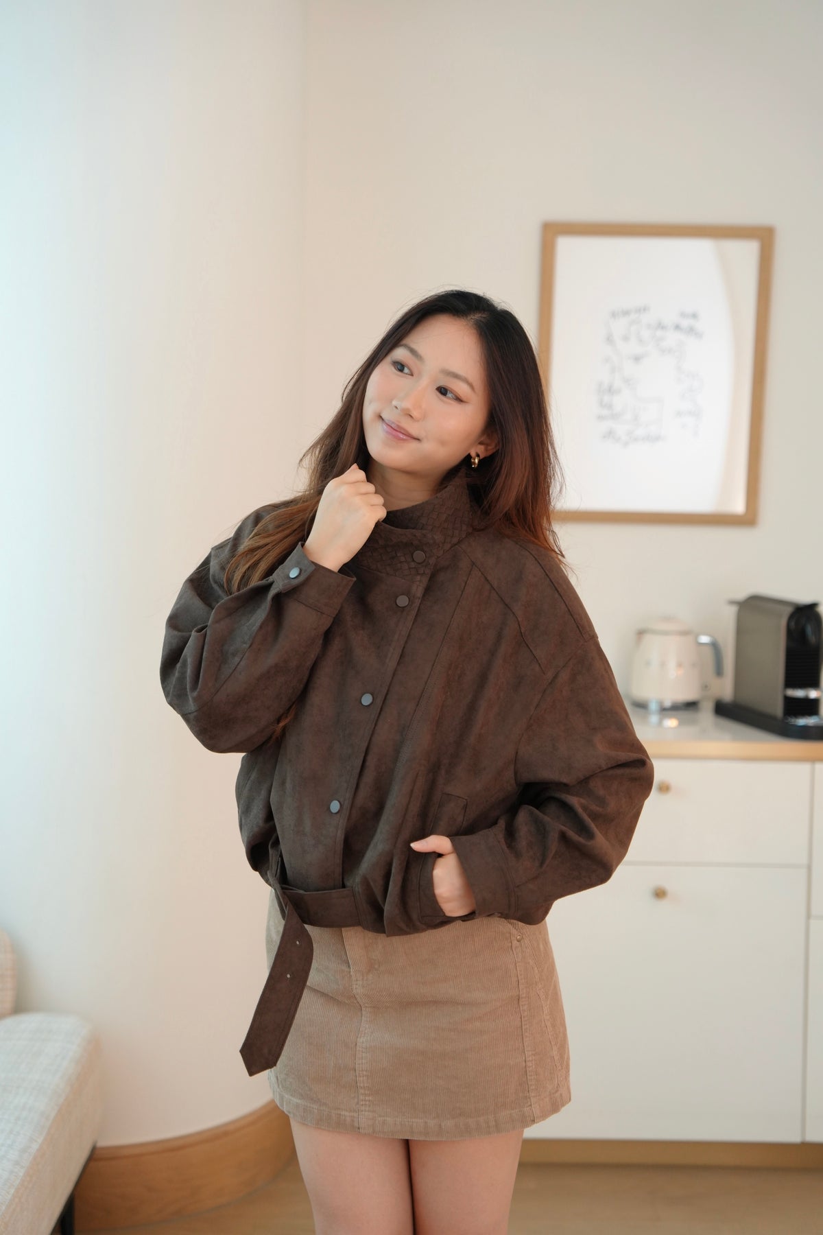 The Woven Collar Suede Jacket