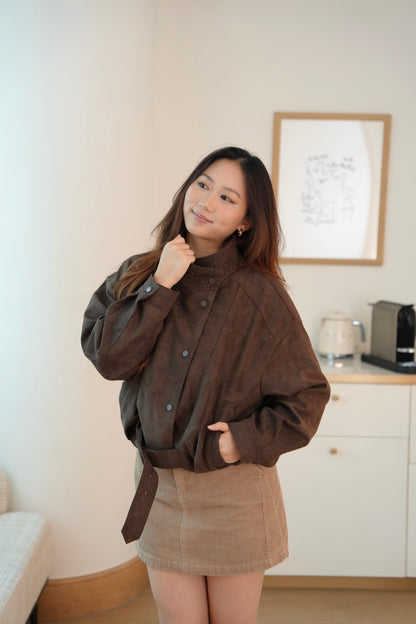 The Woven Collar Suede Jacket