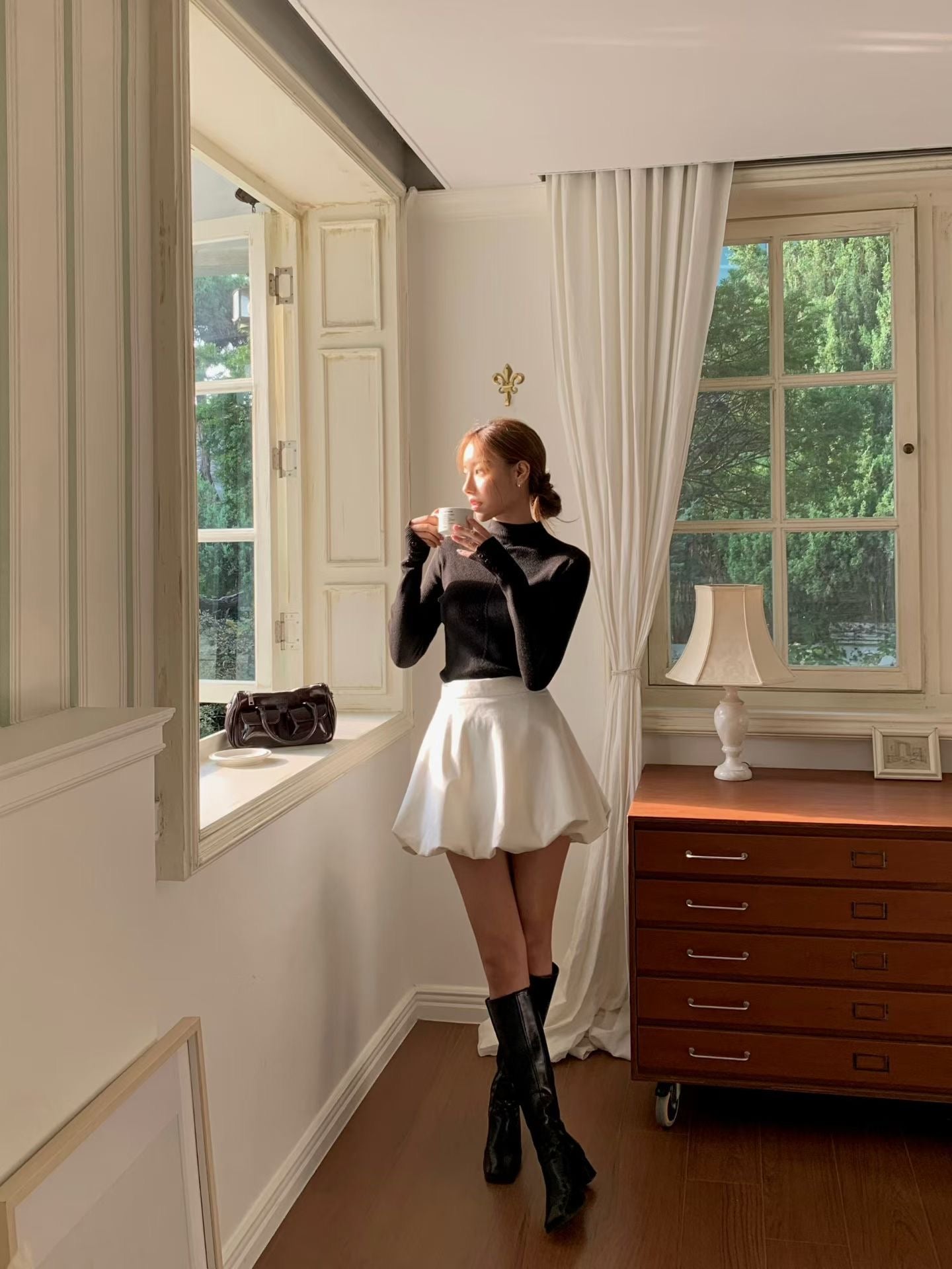 【KR】Soft Velvet Bubble Skort