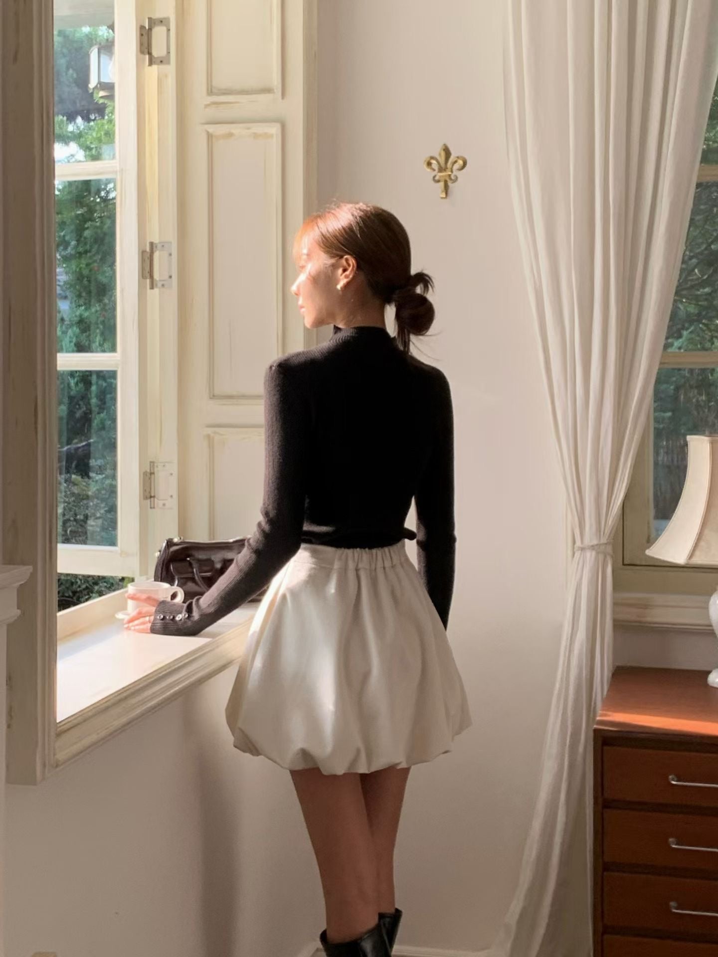 【KR】Soft Velvet Bubble Skort