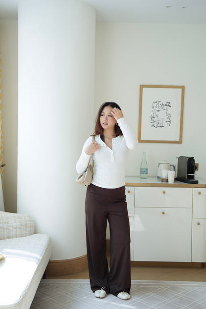 Silky Fold-Over Straight Pants