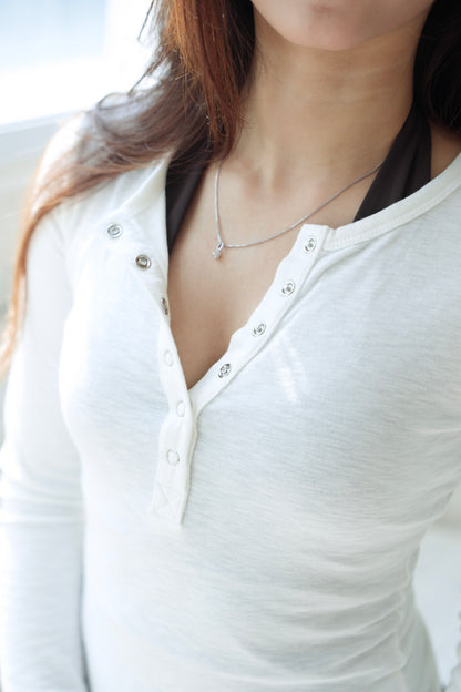 Softy Henley Top - White