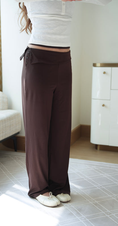 Silky Fold-Over Straight Pants