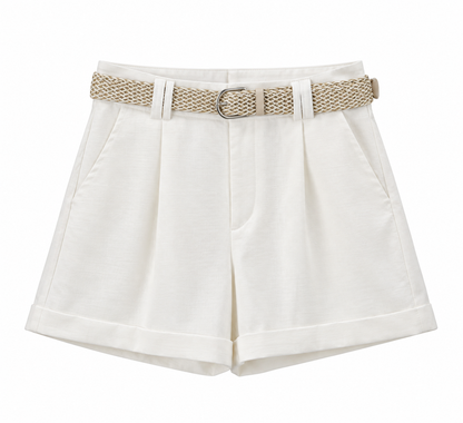 Premium Linen Belted Shorts